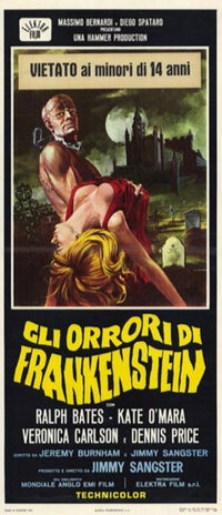 The Horror of Frankenstein Movie Poster Print showcasing classic horror film art.