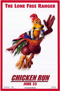 Chicken Run Movie Poster Print featuring animated chickens on a farm adventure.