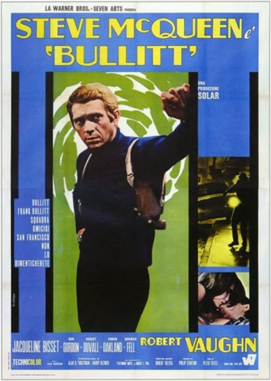 Bullitt Movie Poster Print featuring iconic car chase scene