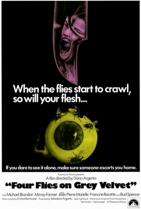 Four Flies on Grey Velvet Movie Poster Print showcasing classic film art.