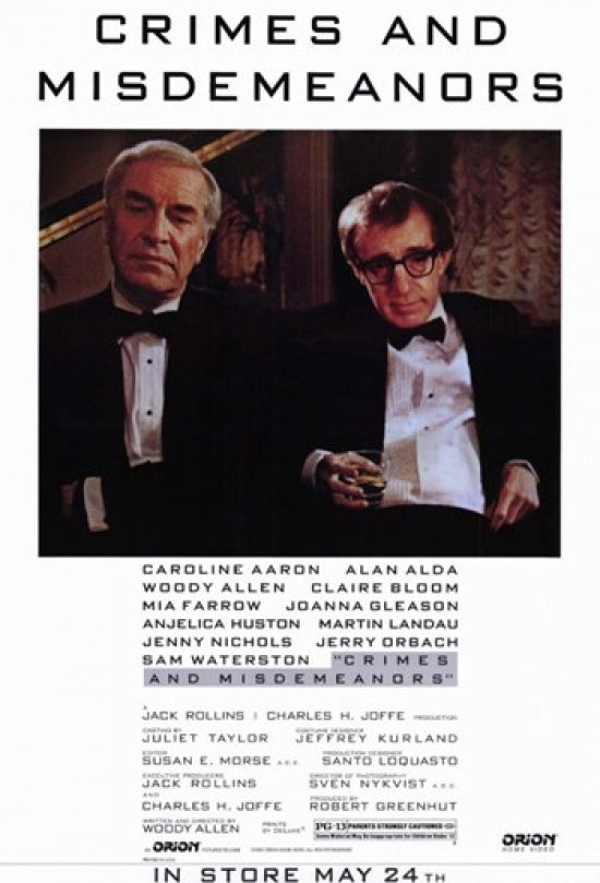 Crimes and Misdemeanors movie poster print, showcasing captivating artwork.