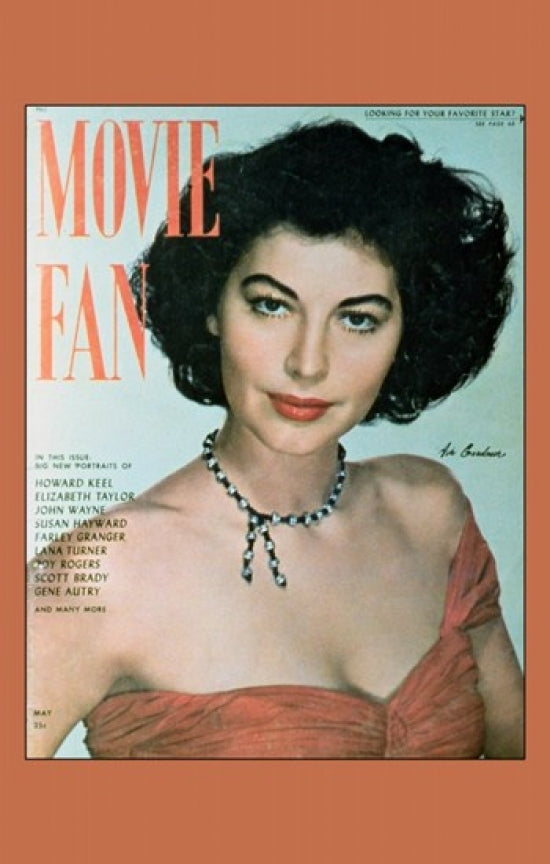 Ava Gardner Movie Poster Print featuring classic Hollywood actress.