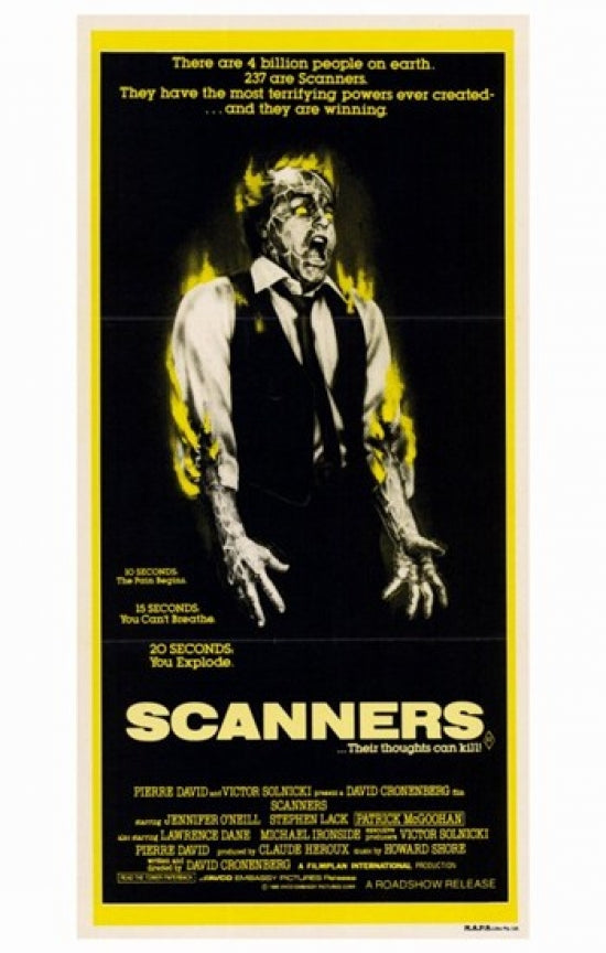 Scanners Movie Poster Print featuring vivid imagery from the classic film