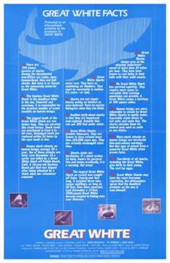 Great White Movie Poster Print showcasing thrilling ocean adventure.