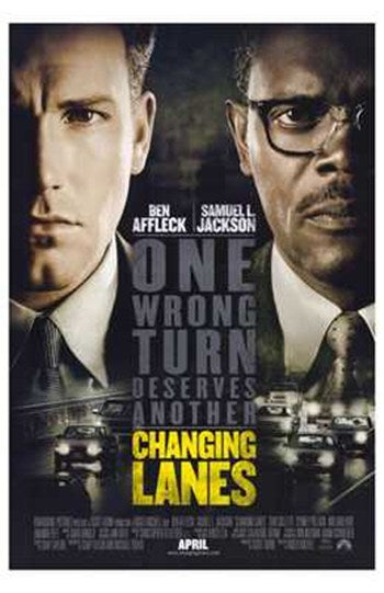 Changing Lanes Movie Poster Print featuring dramatic film imagery.