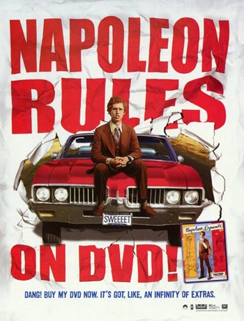 Napoleon Dynamite Movie Poster Print featuring vibrant colors and iconic imagery.