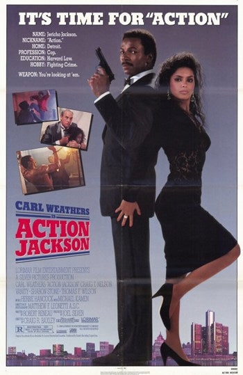 Action Jackson Movie Poster Print featuring vibrant colors and iconic imagery.