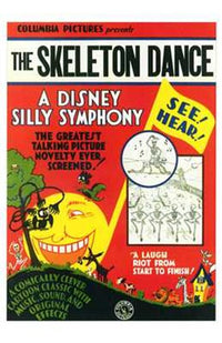 Skeleton Dance Movie Poster Print featuring playful dancing skeletons.