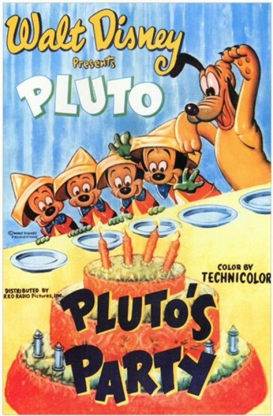 Pluto's Party Movie Poster featuring Disney's beloved character Pluto.