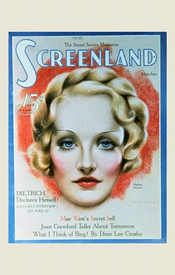 Marlene Dietrich movie poster print showcasing classic cinema elegance.