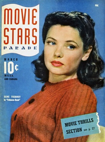 Gene Tierney Movie Poster Print showcasing classic film artwork.