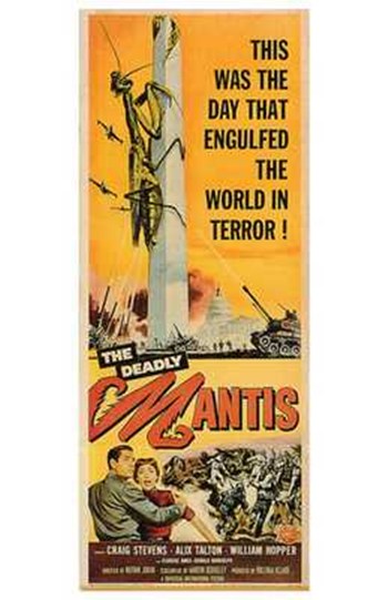 Deadly Mantis Movie Poster Print showcasing classic sci-fi art.