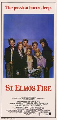 St Elmo's Fire movie poster print showcasing vibrant colors and iconic imagery.