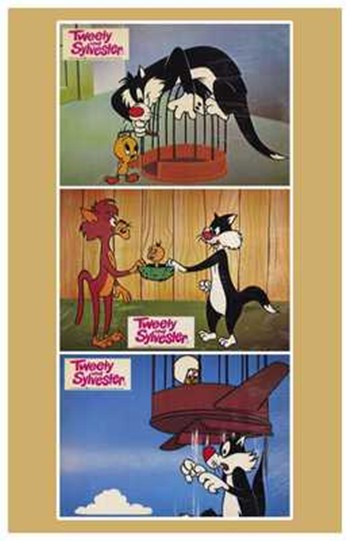 Tweety and Sylvester Movie Poster Print featuring iconic cartoon characters.