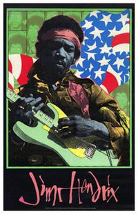 Jimi Hendrix Movie Poster Print featuring vibrant colors and iconic imagery.