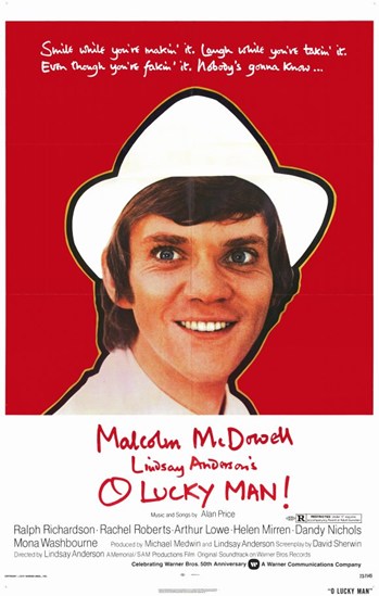 O Lucky Man Movie Poster Print featuring vibrant colors and classic film design.