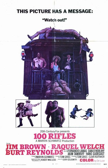 100 Rifles Movie Poster Print showcasing iconic film imagery.