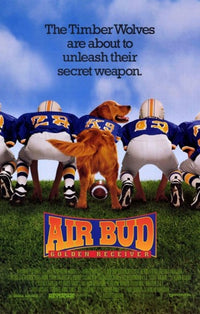 Air Bud: Golden Receiver Movie Poster featuring the lovable golden retriever in a football adventure.