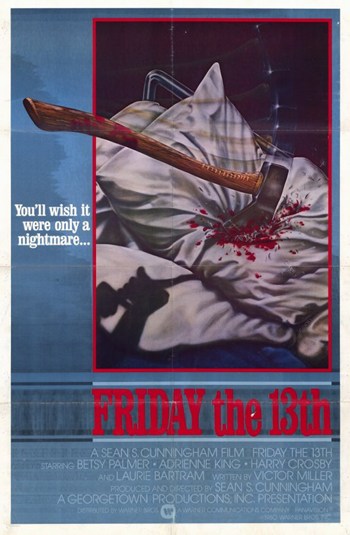 Friday the 13th Movie Poster featuring iconic horror imagery.