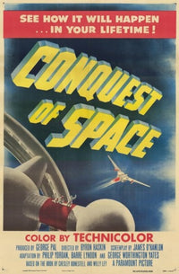 Conquest of Space Movie Poster Print featuring vibrant cosmic imagery.