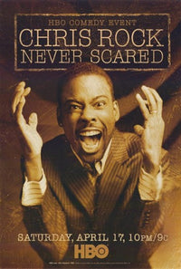 Chris Rock Never Scared movie poster featuring vibrant design.