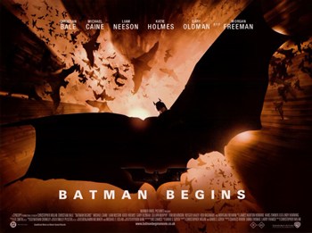 Batman Begins Movie Poster Print featuring iconic imagery from the film.
