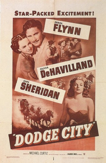 Dodge City Movie Poster Print showcasing classic western film art.