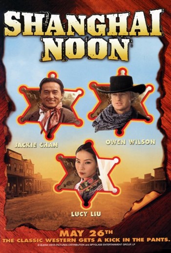 Shanghai Noon Movie Poster Print featuring action and comedy scenes.