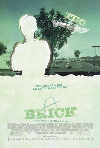Brick Movie Poster Print showcasing a unique noir design.