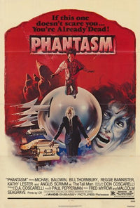 Phantasm movie poster art print featuring iconic horror imagery.