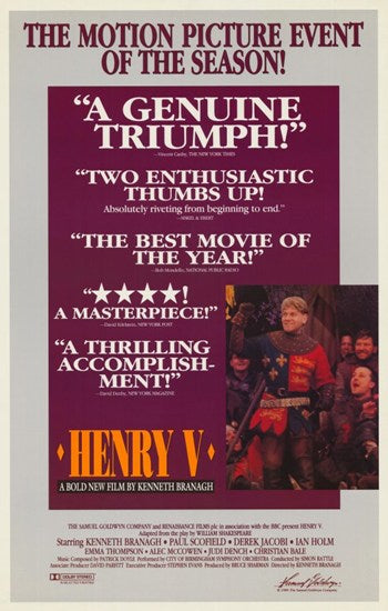 Henry V Movie Poster Print showcasing Shakespearean drama