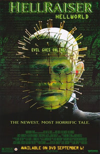 Hellraiser Hellworld Movie Poster Print featuring iconic horror imagery.