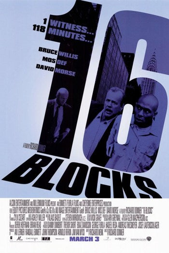 16 Blocks Movie Poster Print showcasing intense cinematic drama.
