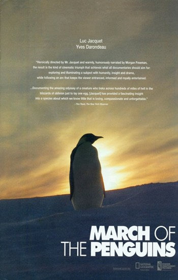 March of the Penguins Movie Poster Print showcasing wildlife journey.