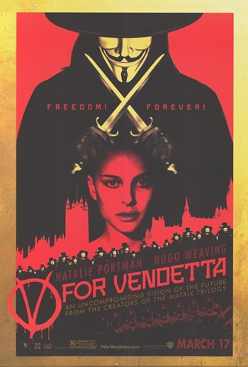 V for Vendetta Movie Poster Print featuring iconic imagery.