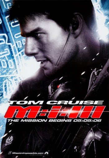 Mission Impossible III Movie Poster Print showcasing thrilling imagery.