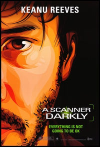 A Scanner Darkly Movie Poster featuring captivating science fiction art