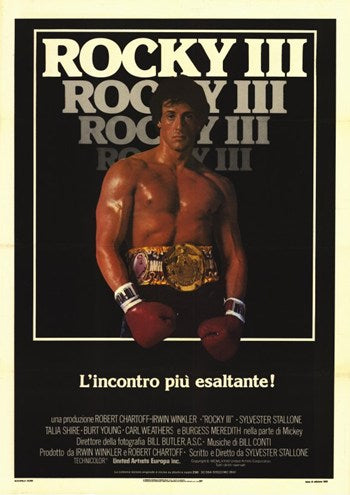 Rocky 3 Movie Poster Print showcasing iconic boxing imagery.