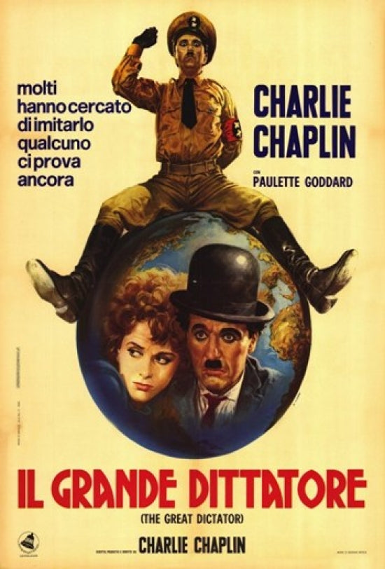 The Great Dictator Movie Poster Print featuring Charlie Chaplin.