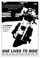 She Lives to Ride Movie Poster Print featuring motorcycle theme.
