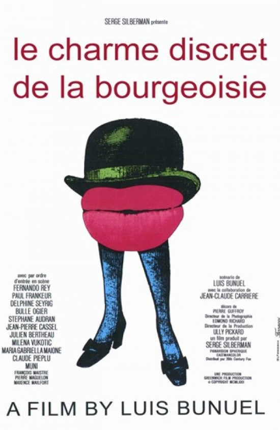 The Discreet Charm of the Bourgeoisie Movie Poster Print featuring surreal imagery.