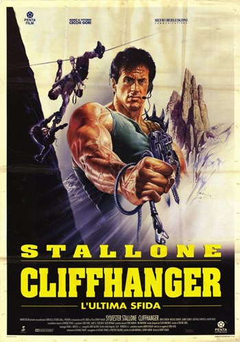 Cliffhanger Movie Poster Print featuring action-packed scenes.