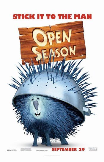 Open Season Movie Poster featuring vibrant characters and scenes from the animated film.