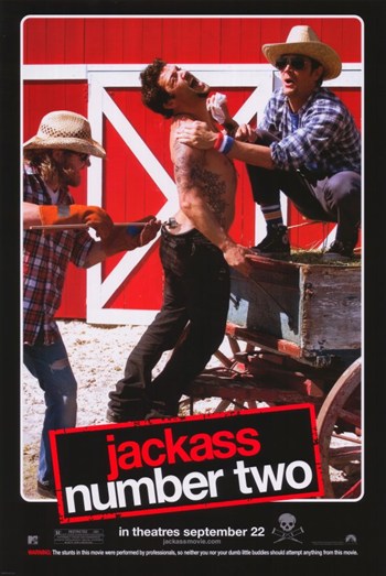 Jackass Number Two Movie Poster Print featuring the iconic cast and stunts.