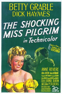 Classic movie poster for The Shocking Miss Pilgrim featuring vibrant colors and whimsical design.
