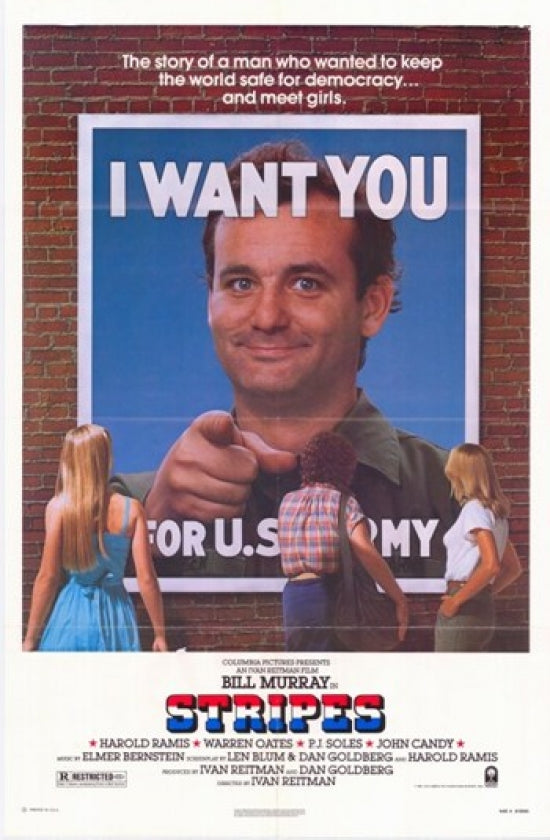 Stripes Movie Poster Print featuring vibrant colors and classic imagery.
