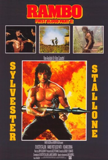 Rambo: First Blood Part II Movie Poster featuring iconic action imagery.