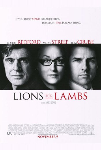 Lions For Lambs Movie Poster Print featuring powerful imagery.