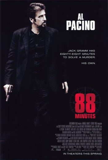 88 Minutes Movie Poster Print showcasing suspenseful cinema art.
