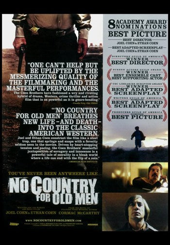 No Country For Old Men Movie Poster Print showcasing the film's gripping imagery.